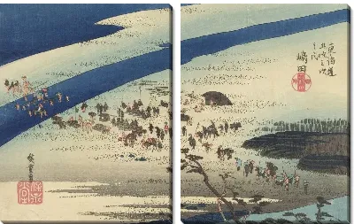 Картина Шимады (1833) (Fifty-Three Stations of the Tokaido Hoeido Edition “Shimada (Suruga Bank of Oi River)”)