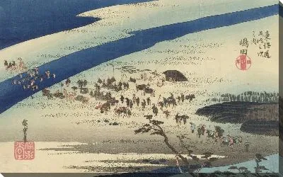 Картина Шимады (1833) (Fifty-Three Stations of the Tokaido Hoeido Edition “Shimada (Suruga Bank of Oi River)”)