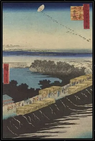 Картина Нихон Цуцуми (Meisho Edo Hyakkei-Yoshiwara, Nihon Tsutsumi)
