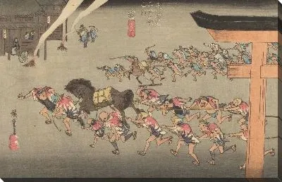 Картина Мия (1833) (Fifty-Three Stations of the Tokaido Hoeido Edition “Miya (Atsuta Shrine Festival)”)
