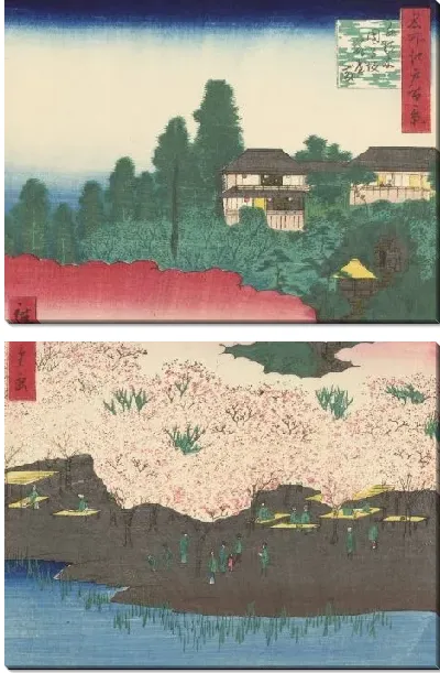 Картина Цветочный павильон (1856) (One Hundred Famous Views of Edo “Flower Pavilion near　Dangozaka Slope in Sendagi”)