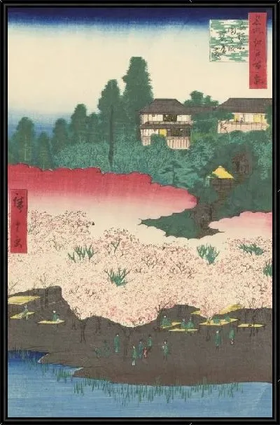 Картина Цветочный павильон (1856) (One Hundred Famous Views of Edo “Flower Pavilion near　Dangozaka Slope in Sendagi”)