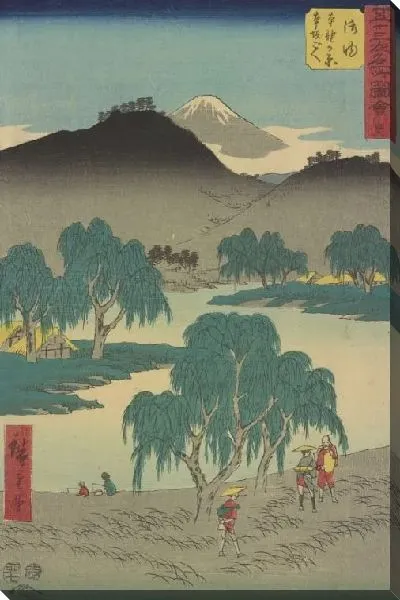 Картина маслом Станция Гойу (1855) (Goyu station, from Fifty-three Stations Along the Tokaido (Tokaido Gojusan-tsugi))