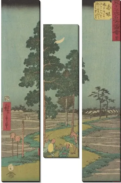 Модульная картина Станция Акасака (1855) (Akasaka station, from Fifty-three Stations Along the Tokaido (Tokaido Gojusan-tsugi))