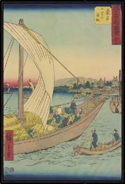 Картина Станция Кувана (1855) (Kuwana station, from Fifty-three Stations Along the Tokaido (Tokaido Gojusan-tsugi))