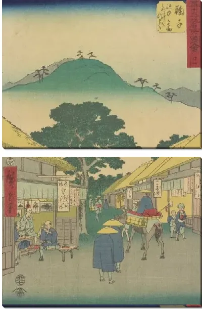 Модульная картина Станция Марико (1855) (Mariko station, from Fifty-three Stations Along the Tokaido (Tokaido Gojusan-tsugi))
