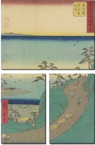 Модульная картина Станция Ширасука (1855) (Shirasuka station, from Fifty-three Stations Along the Tokaido (Tokaido Gojusan-tsugi))