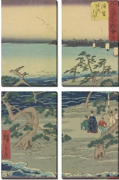 Модульная картина Станция Хамамацу (1855) (Hamamatsu station, from Fifty-three Stations Along the Tokaido (Tokaido Gojusan-tsugi))
