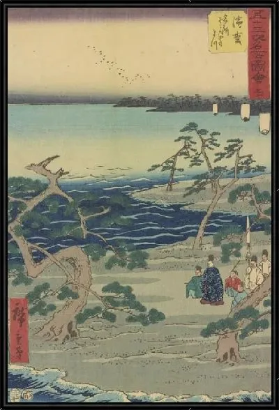 Картина Станция Хамамацу (1855) (Hamamatsu station, from Fifty-three Stations Along the Tokaido (Tokaido Gojusan-tsugi))