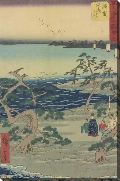 Картина маслом Станция Хамамацу (1855) (Hamamatsu station, from Fifty-three Stations Along the Tokaido (Tokaido Gojusan-tsugi))