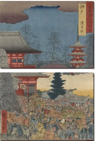 Модульная картина Асакуса (Rokujuyoshu Meisho Zue-Edo Asakusa Ichitsumi)