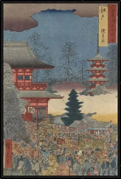 Картина Асакуса (Rokujuyoshu Meisho Zue-Edo Asakusa Ichitsumi)