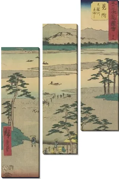 Модульная картина Станция Митсуке (1855) (Mitsuke station, from Fifty-three Stations Along the Tokaido (Tokaido Gojusan-tsugi))