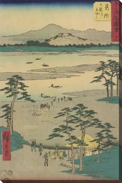 Картина маслом Станция Митсуке (1855) (Mitsuke station, from Fifty-three Stations Along the Tokaido (Tokaido Gojusan-tsugi))