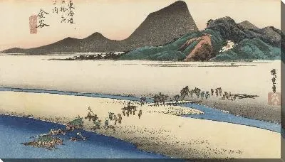Картина маслом Река (1833) (Fifty-Three Stations of the Tokaido Hoeido Edition “Kanaya (Totomi Bank of Oi River)”)
