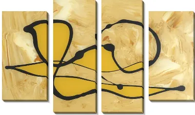 Модульная картина Чёрно-жёлтая абстракция