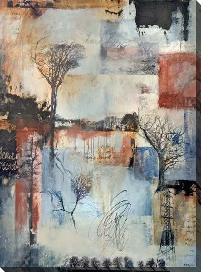 Постер Абстракция с  деревьями и надписями