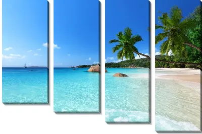 Модульная картина Пляж с нависающими пальмами