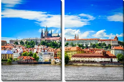 Модульная картина Вид на старый город реку Влтава в Праге