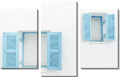 Модульная картина Окна с голубыми ставнями