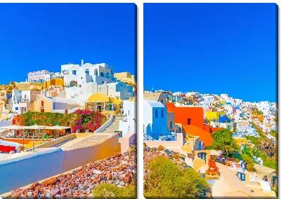 Модульная картина Деревня в Санторини