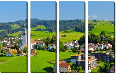 Модульная картина Деревня в горах Швейцарии