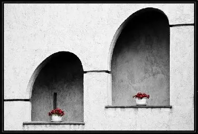 Красная герань на деревенском крыльце