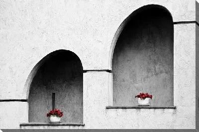 Красная герань на деревенском крыльце