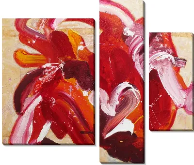 Модульная картина Красно-розовая абстракция с широкими мазками