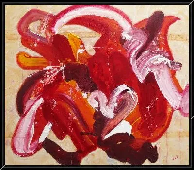 Красно-розовая абстракция с широкими мазками