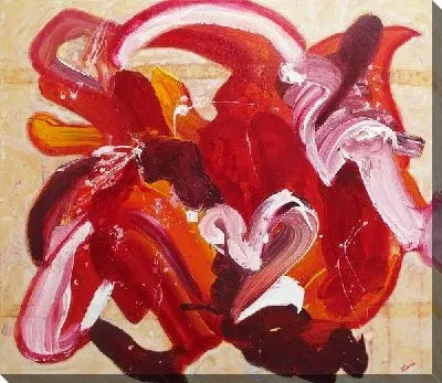 Красно-розовая абстракция с широкими мазками