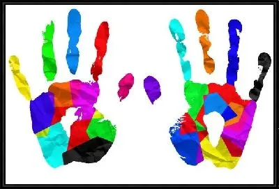 Цветные отпечатки кисти человека