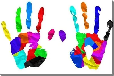Цветные отпечатки кисти человека