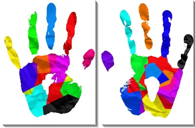 Цветные отпечатки кисти человека