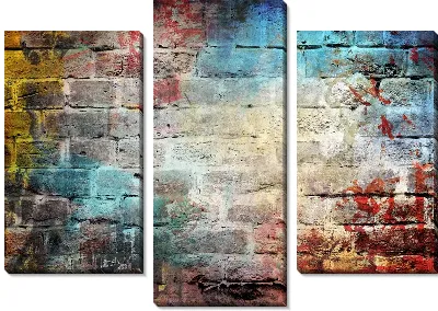 Модульная картина Цветная кирпичная стена