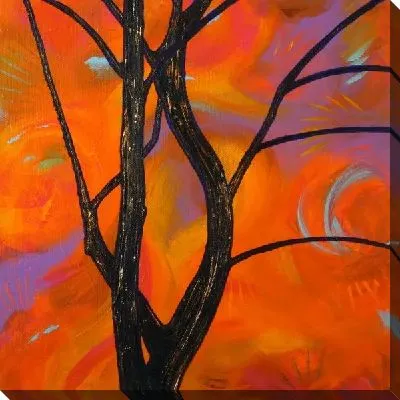 Картина маслом Ветви дерева на абстрактном фоне