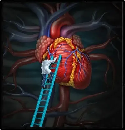 Человек лезет по лестнице к сердцу