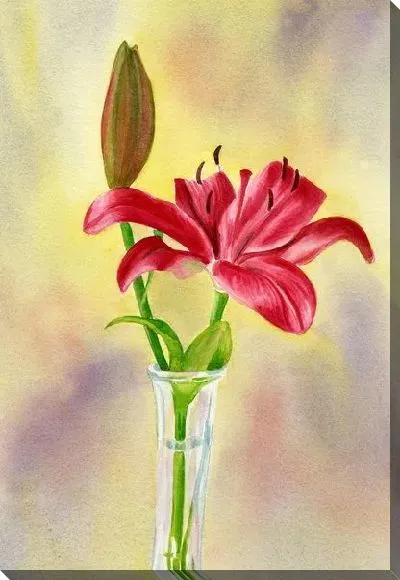 Картина маслом Розовая лилия в вазе