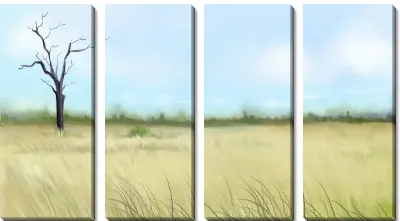 Модульная картина Голое дерево в поле