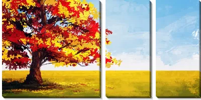 Модульная картина Дерево в  поле