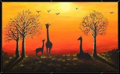 Жирафы на закате