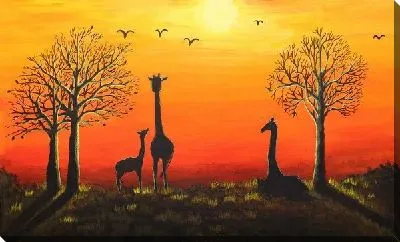 Жирафы на закате