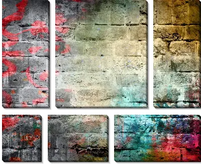 Модульная картина Цветная кирпичная стена №2