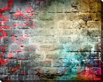 Постер Цветная кирпичная стена №2