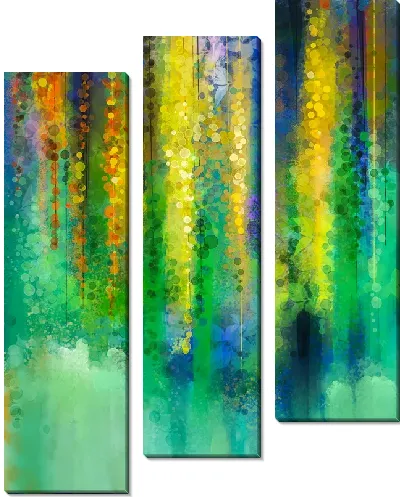 Модульная картина Жёлто-зеленая абстракция