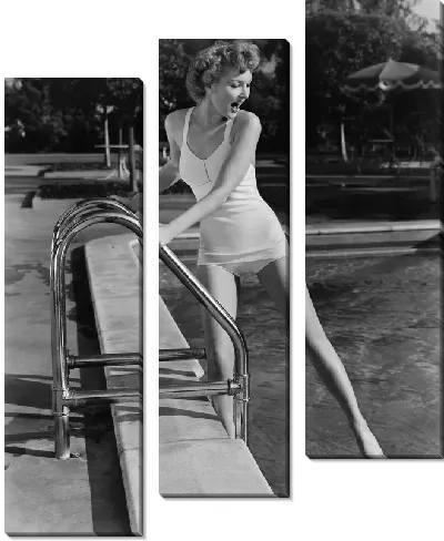 Модульная картина Девушка у бассейна