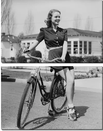 Модульная картина Девушка на велосипеде №2