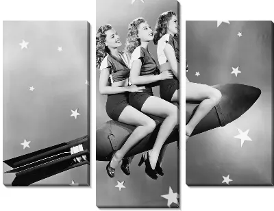 Модульная картина Девушки на ракете