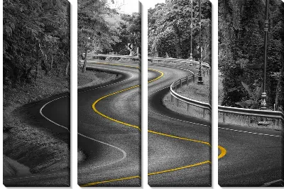 Модульная картина Дорога с желтым разделителем