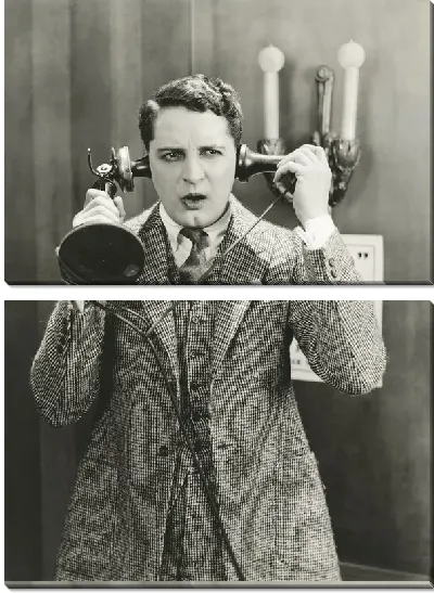 Модульная картина Мужчина с ретро-телефоном